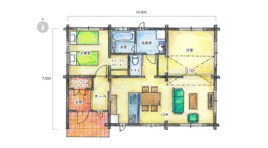 会澤工務店が作成した平家の間取り案
